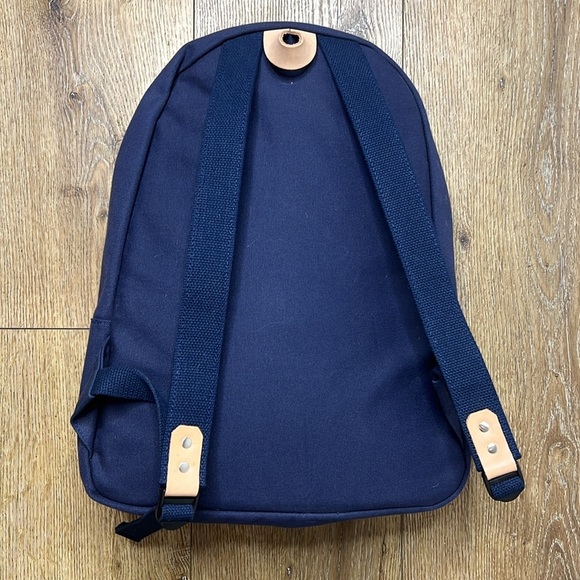 Jack + Mulligan Navy with Cream Leather Canvas Backpack - Picture 3 of 8
